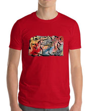 Load image into Gallery viewer, #ArtIt- urban artwear making streetwear out of contemporary art: Emil Ellefsen red cotton tee delivered print on demand