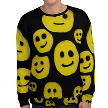 Load image into Gallery viewer, #ArtIt- urban artwear making streetwear out of contemporary art: R. Wolff smiley all over print sweatshirt delivered on demand