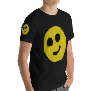 #ArtIt- urban artwear making streetwear out of contemporary art: R. Wolff smiley black cotton tee delivered print on demand