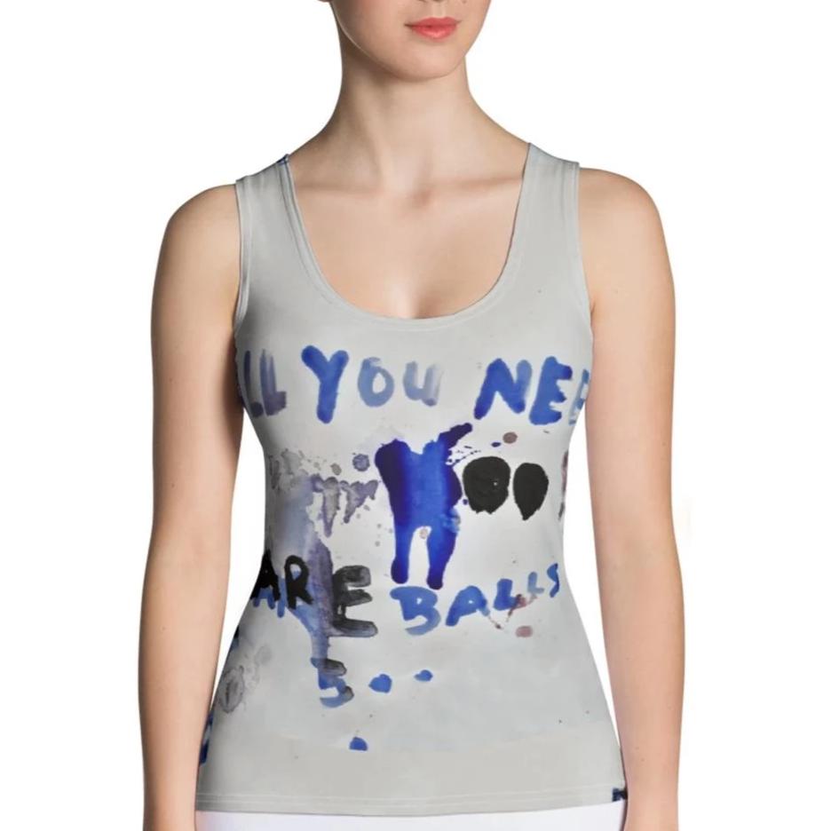 Luanne May All you need are balls tank top, delivered print on demand fra #ArtIt - urban artwear