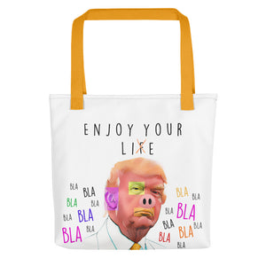 Mr. Kling Donald Trump Enjoy your life all over print tote bag from #ArtIt - urban artwear