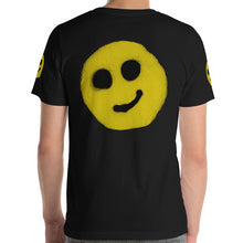 Load image into Gallery viewer, #ArtIt- urban artwear making streetwear out of contemporary art: R. Wolff smiley black cotton tee delivered print on demand