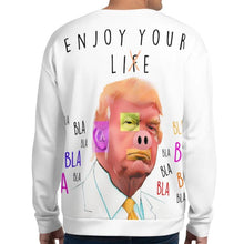 Load image into Gallery viewer, Mr. Kling Donald Trump Enjoy your life all over print sweatshirt from #ArtIt - urban artwear